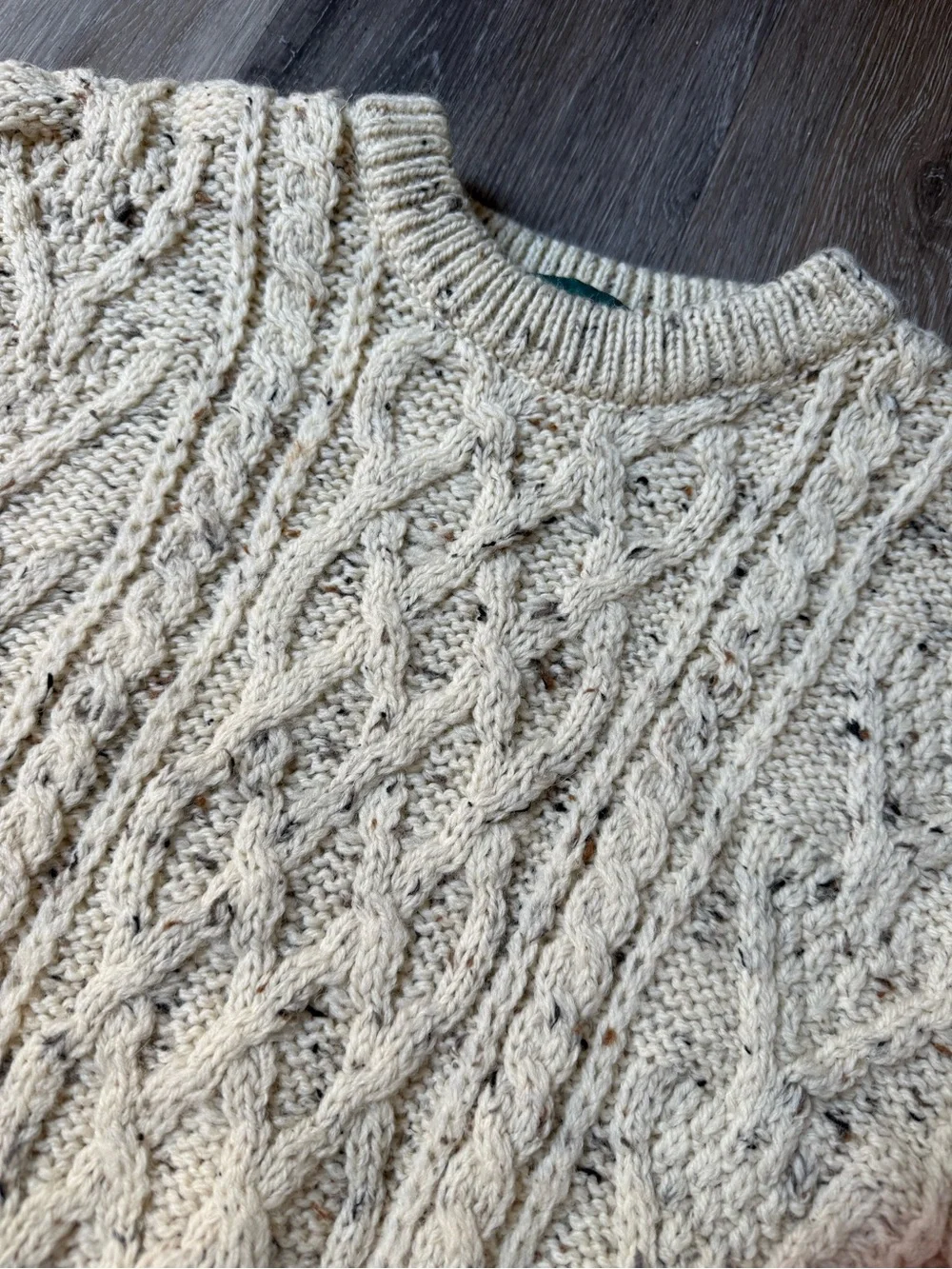 Wool Scottish Chunky Cable Knit Sweater - Cream